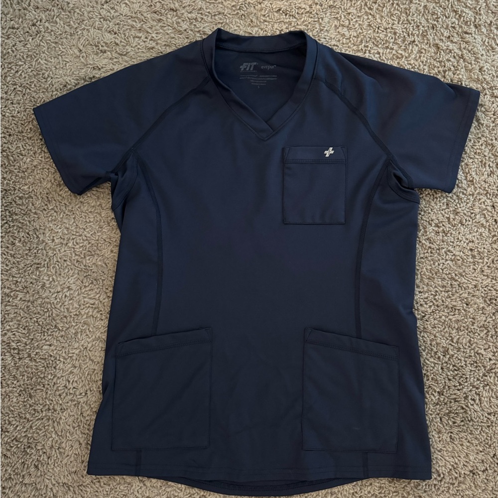 FIT Scrub Top Navy Blue